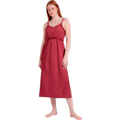 Robe mi-longue fines bretelles femme Admas Linen Style Rouge L - Publicité Robe mi-longue fines bretelles femme Admas Linen Style Rouge L - Publicité