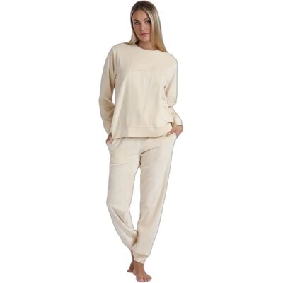 Pyjama en velours double manches longues femme Admas Soft Beige XL - Publicité Pyjama en velours double manches longues femme Admas Soft Beige XL - Publicité