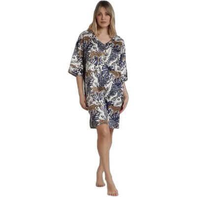 Nuisette manches françaises femme Admas Luxury Leopard Bleu S - Publicité Nuisette manches françaises femme Admas Luxury Leopard Bleu S - Publicité