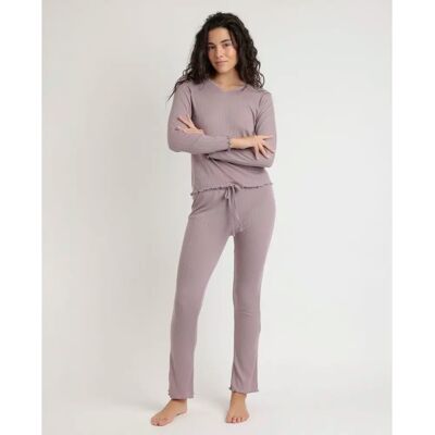 Pyjama manches longues col V côtelé femme Admas Soft Violet M - Publicité Pyjama manches longues col V côtelé femme Admas Soft Violet M - Publicité