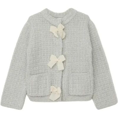 Cardigan en maille avec nœuds et boutons-pression fille s.Oliver Gris 4/5 ans - Publicité Cardigan en maille avec nœuds et boutons-pression fille s.Oliver Gris 4/5 ans - Publicité