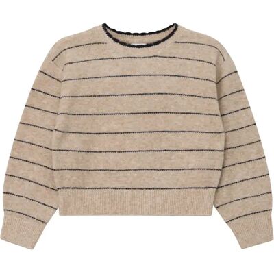 Pull court en maille à rayures avec bordure décorative Loose Fit fille s.Oliver Beige 8/9 ans - Publicité Pull court en maille à rayures avec bordure décorative Loose Fit fille s.Oliver Beige 8/9 ans - Publicité