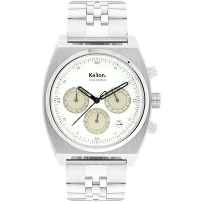 Montre méca-quartz Kelton RC24 Chrono Blanc 40 mm - Publicité Montre méca-quartz Kelton RC24 Chrono Blanc 40 mm - Publicité
