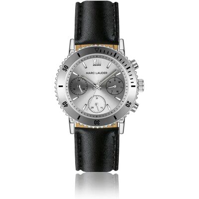 Montre à bracelet en cuir Marc Lauder Prague Noir 38 mm - Publicité Montre à bracelet en cuir Marc Lauder Prague Noir 38 mm - Publicité