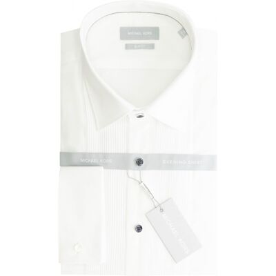 Chemise plissée coupe slim Michael Kors Tux Blanc 37 - Publicité Chemise plissée coupe slim Michael Kors Tux Blanc 37 - Publicité