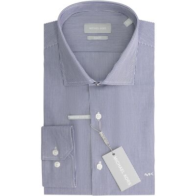 Chemise à rayures en popeline slim Michael Kors Bleu 37 - Publicité Chemise à rayures en popeline slim Michael Kors Bleu 37 - Publicité