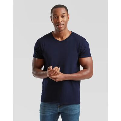 T-shirt col v en coton Fruit of the Loom Iconic 150 Bleu 3XL - Publicité T-shirt col v en coton Fruit of the Loom Iconic 150 Bleu 3XL - Publicité