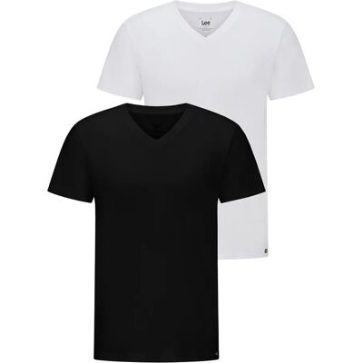 T-shirts col V Lee (x2) Noir L - Publicité T-shirts col V Lee (x2) Noir L - Publicité