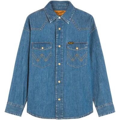 Chemise en jean Wrangler Super Western Bleu L - Publicité Chemise en jean Wrangler Super Western Bleu L - Publicité