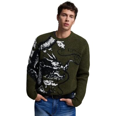 Pull Desigual Dragon Vert L - Publicité Pull Desigual Dragon Vert L - Publicité