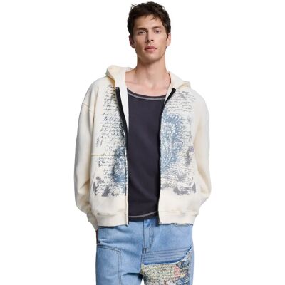 Sweatshirt à capuche Desigual Manuscrito Blanc L - Publicité Sweatshirt à capuche Desigual Manuscrito Blanc L - Publicité