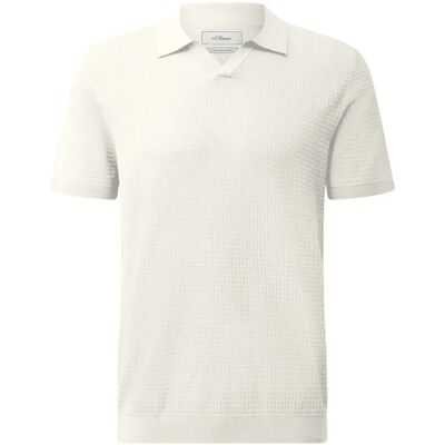 Pull en maille de coton et lin mélangés col polo s.Oliver Beige 3XL - Publicité Pull en maille de coton et lin mélangés col polo s.Oliver Beige 3XL - Publicité