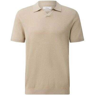 Pull en maille de coton et lin mélangés col polo s.Oliver Beige S - Publicité Pull en maille de coton et lin mélangés col polo s.Oliver Beige S - Publicité