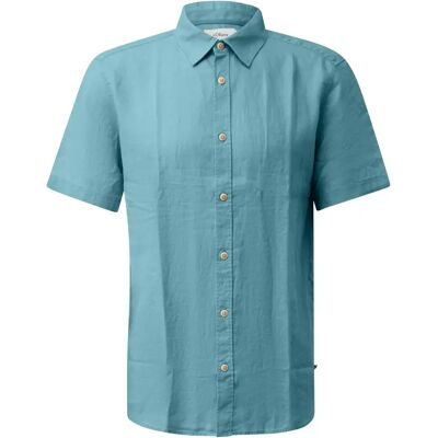 Chemise légère en lin avec col italien s.Oliver Turquoise M - Publicité Chemise légère en lin avec col italien s.Oliver Turquoise M - Publicité