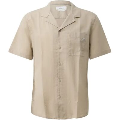 Chemise standard à manches courtes texturée en coton et lin mélangés s.Oliver Beige 4XL - Publicité Chemise standard à manches courtes texturée en coton et lin mélangés s.Oliver Beige 4XL - Publicité