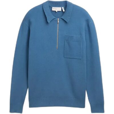 Pull col polo zippé en maille Tom Tailor Denim Relaxed Bleu L - Publicité Pull col polo zippé en maille Tom Tailor Denim Relaxed Bleu L - Publicité