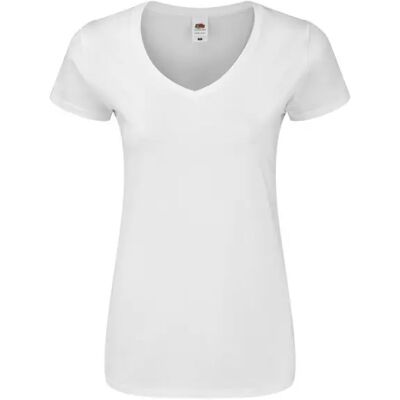 T-shirt col V femme Fruit of the Loom Iconic 150 Blanc M - Publicité T-shirt col V femme Fruit of the Loom Iconic 150 Blanc M - Publicité