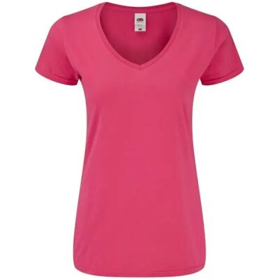 T-shirt col V femme Fruit of the Loom Iconic 150 Rose XL - Publicité T-shirt col V femme Fruit of the Loom Iconic 150 Rose XL - Publicité