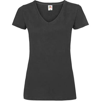 T-shirt col V femme Fruit of the Loom Valueweight Noir M - Publicité T-shirt col V femme Fruit of the Loom Valueweight Noir M - Publicité
