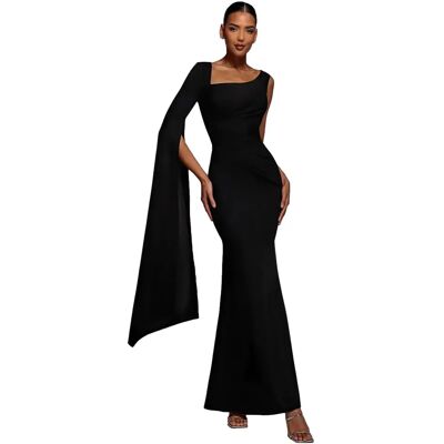 Robe asymétrique à manches cape femme Goddiva Maxi Noir 44 - Publicité Robe asymétrique à manches cape femme Goddiva Maxi Noir 44 - Publicité