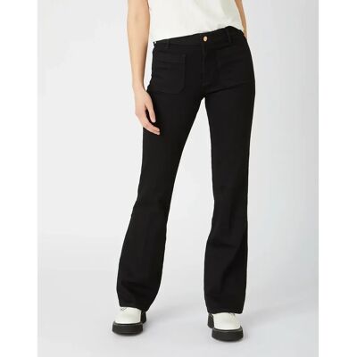 Jeans femme Wrangler Flare Noir 26x32 - Publicité Jeans femme Wrangler Flare Noir 26x32 - Publicité