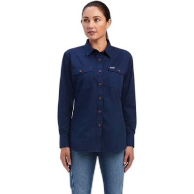Chemise manches longues en twill délavé femme Ariat Rebar Bleu S - Publicité Chemise manches longues en twill délavé femme Ariat Rebar Bleu S - Publicité