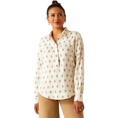 Chemisier manches longues femme Ariat Pocklington Beige M - Publicité Chemisier manches longues femme Ariat Pocklington Beige M - Publicité