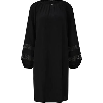 Robe courte en crêpe mousseline à dentelle col rond boutonné femme COMMA Noir 34 - Publicité Robe courte en crêpe mousseline à dentelle col rond boutonné femme COMMA Noir 34 - Publicité