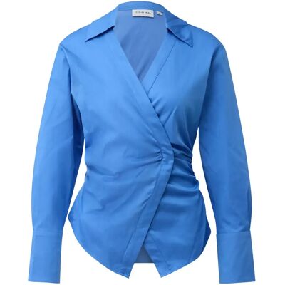 Blouse manches longues en coton satiné ajustée femme COMMA Bleu 42 - Publicité Blouse manches longues en coton satiné ajustée femme COMMA Bleu 42 - Publicité