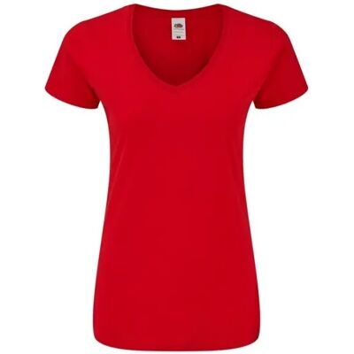 T-shirt col V femme Fruit of the Loom Iconic 150 Rouge S - Publicité T-shirt col V femme Fruit of the Loom Iconic 150 Rouge S - Publicité