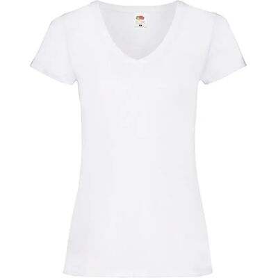 T-shirt col V femme Fruit of the Loom Valueweight Blanc XS - Publicité T-shirt col V femme Fruit of the Loom Valueweight Blanc XS - Publicité