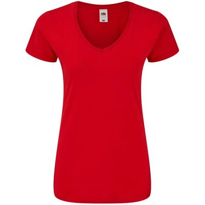 T-shirt col en V femme Fruit of the Loom Iconic 150 Rouge S - Publicité T-shirt col en V femme Fruit of the Loom Iconic 150 Rouge S - Publicité