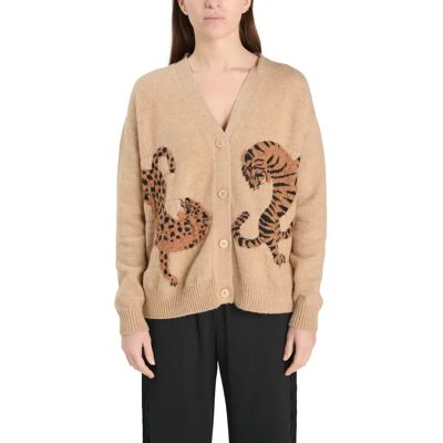 Cardigan femme Le Temps des cerises Tigrea Beige L - Publicité Cardigan femme Le Temps des cerises Tigrea Beige L - Publicité