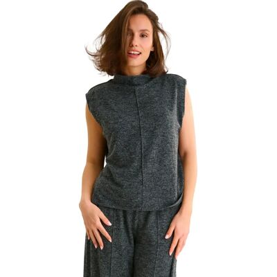 Pull sans manches col montant femme Lisca Rosie Gris 38 - Publicité Pull sans manches col montant femme Lisca Rosie Gris 38 - Publicité