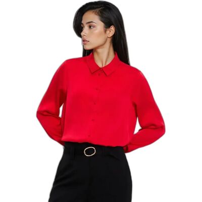 Chemise manches longues femme Moodo Z-KO-4831 Rouge S - Publicité Chemise manches longues femme Moodo Z-KO-4831 Rouge S - Publicité