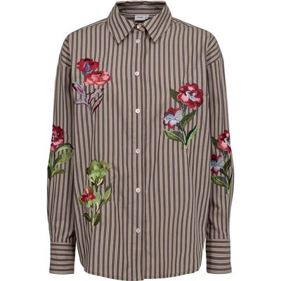 Chemise manches longues brodée femme Nümph Nukacey Marron 44 - Publicité Chemise manches longues brodée femme Nümph Nukacey Marron 44 - Publicité