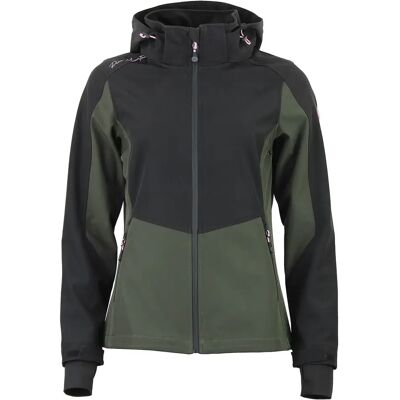 Blouson à capuche zippé contrecolle mesh femme Peak Mountain Softshell Vert S - Publicité Blouson à capuche zippé contrecolle mesh femme Peak Mountain Softshell Vert S - Publicité
