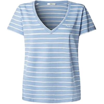 T-shirt col V rayé femme Pepe Jeans Megan Bleu M - Publicité T-shirt col V rayé femme Pepe Jeans Megan Bleu M - Publicité
