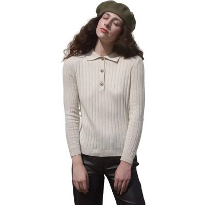 Pull col polo femme Rita Row Dizz Beige S - Publicité Pull col polo femme Rita Row Dizz Beige S - Publicité