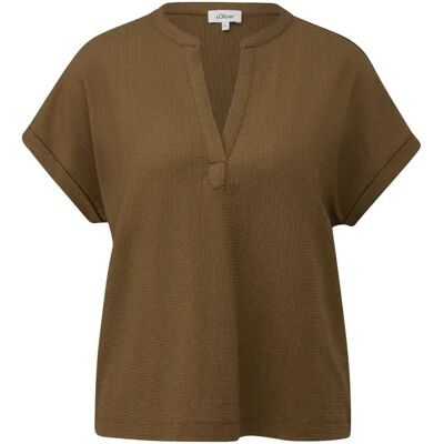 T-shirt structuré à col V coupe décontractée col rond encolure ample femme s.Oliver Marron 40 - Publicité T-shirt structuré à col V coupe décontractée col rond encolure ample femme s.Oliver Marron 40 - Publicité