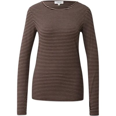 T-shirt à manches longues coupe ajustée en jersey doux col rond rayé femme s.Oliver Marron 48 - Publicité T-shirt à manches longues coupe ajustée en jersey doux col rond rayé femme s.Oliver Marron 48 - Publicité