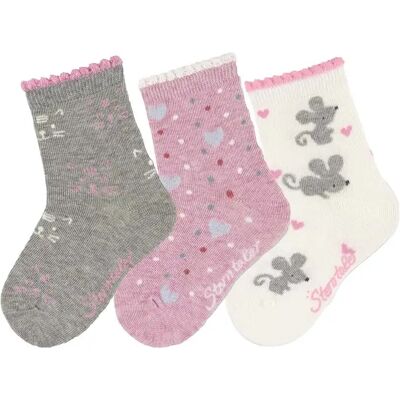 Chaussettes avec motif chat et souris fille Sterntaler (x3) Gris 27/30 - Publicité Chaussettes avec motif chat et souris fille Sterntaler (x3) Gris 27/30 - Publicité