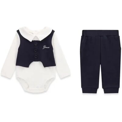 Ensemble haut avec gilet + pantalon bébé garçon Guess Blanc 6/9 mois - Publicité Ensemble haut avec gilet + pantalon bébé garçon Guess Blanc 6/9 mois - Publicité