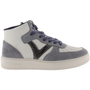 Baskets montantes en cuir fendu effet métallisé femme Victoria Madrid Bleu 39 - Publicité Baskets montantes en cuir fendu effet métallisé femme Victoria Madrid Bleu 39 - Publicité