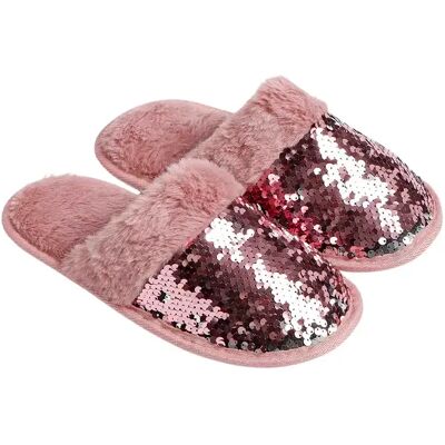 Pantoufles à paillettes femme Admas Rose 40/41 - Publicité Pantoufles à paillettes femme Admas Rose 40/41 - Publicité