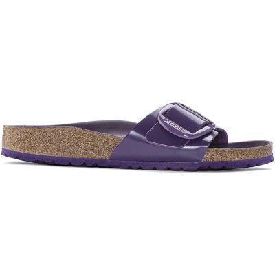Mules femme Birkenstock Madrid Big Buckle Natural Leather Patent Violet 38 Étroit - Publicité Mules femme Birkenstock Madrid Big Buckle Natural Leather Patent Violet 38 Étroit - Publicité