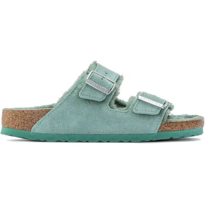 Sandales cuir suède et peau lainée femme Birkenstock Arizona Vert 41 Étroit - Publicité Sandales cuir suède et peau lainée femme Birkenstock Arizona Vert 41 Étroit - Publicité