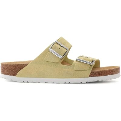 Sandales cuir suède femme Birkenstock Arizona Jaune 38 - Publicité Sandales cuir suède femme Birkenstock Arizona Jaune 38 - Publicité