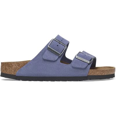 Claquettes cuir suédé Birkenstock Arizona Violet 37 Étroit - Publicité Claquettes cuir suédé Birkenstock Arizona Violet 37 Étroit - Publicité