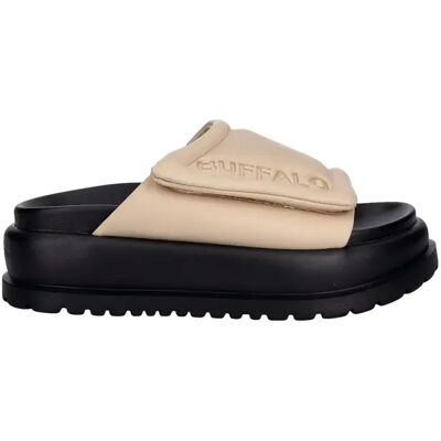 Mules compensées Vegan Nylon Buffalo Palma Velcro Beige 36 - Publicité Mules compensées Vegan Nylon Buffalo Palma Velcro Beige 36 - Publicité